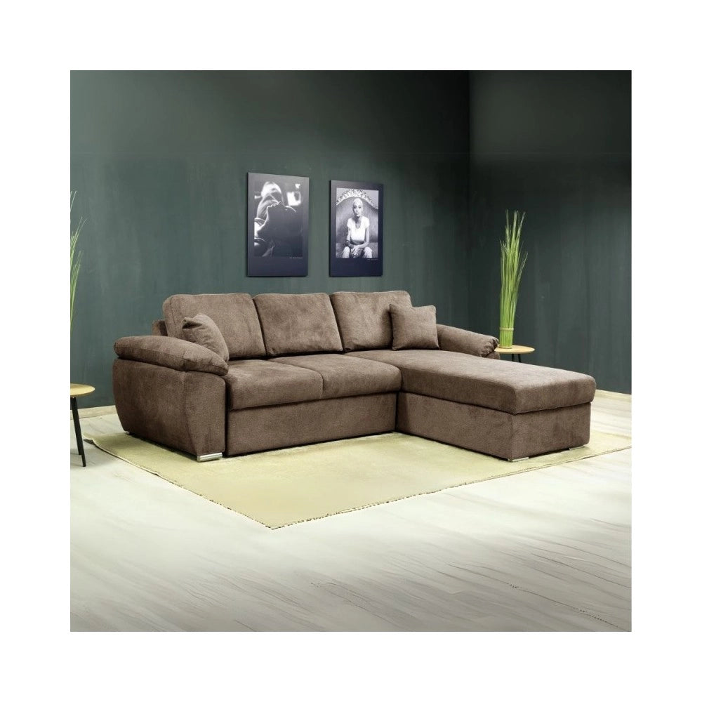 Divano Letto con penisola reversibile e contenitore Alberta colore cappuccino 260x182x89H