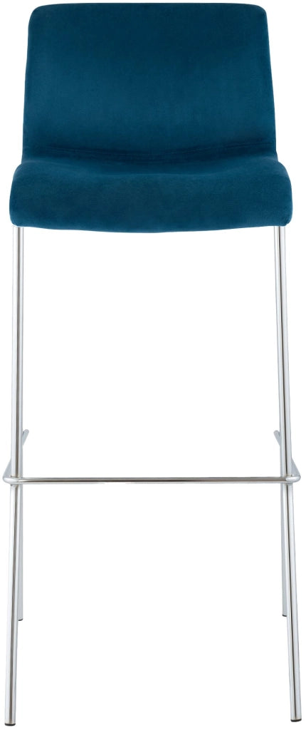 Sgabello Hover Velluto Base a Quattro Gambe Cromata blu