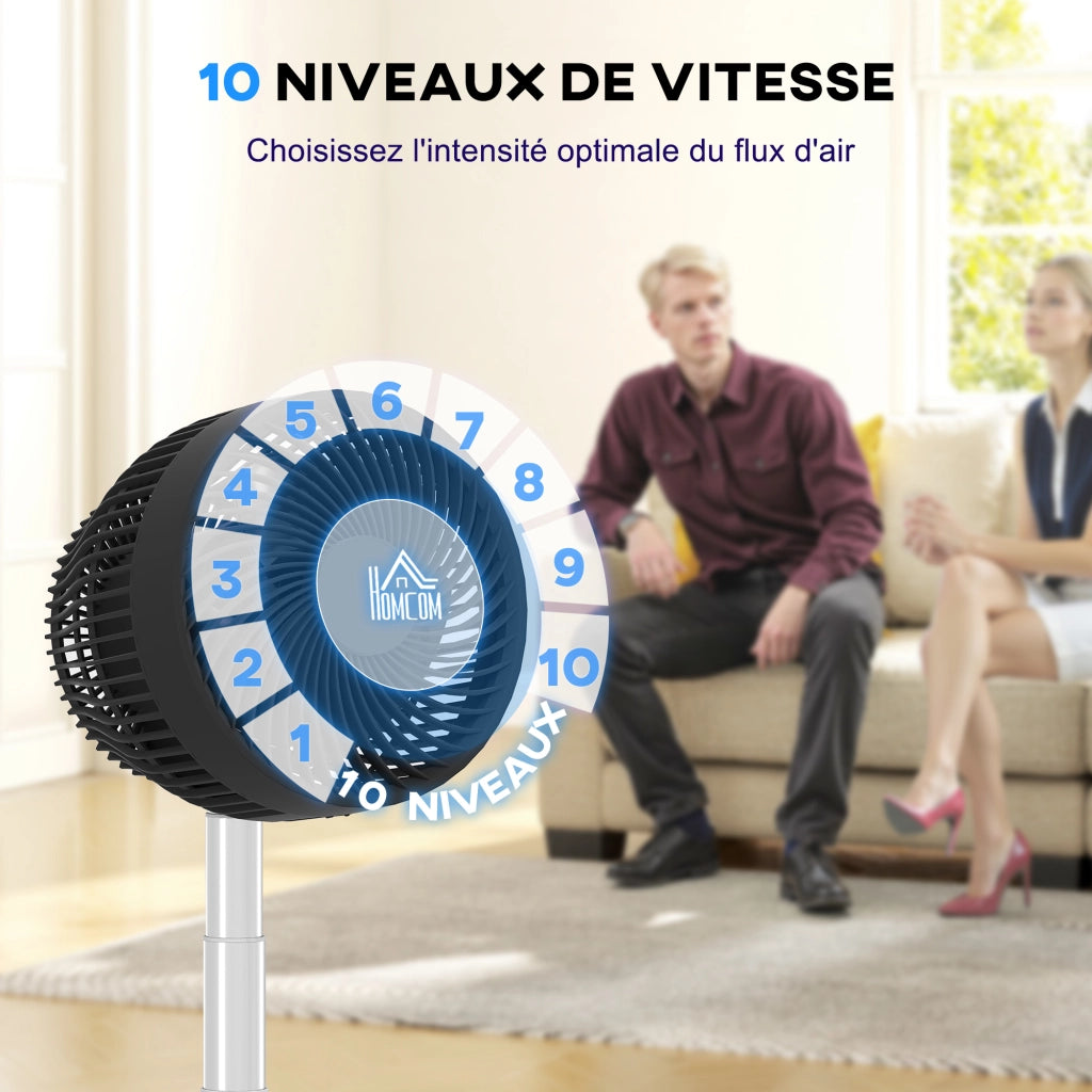 Ventilatore da scrivania con telecomando e batteria ricaricabile USB ¨C zephmum ¨C nero, regolabile in altezza e inclinazione