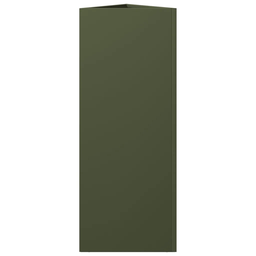 Fioriere 2 pz Verde Oliva Triangolari 30x26x75 cm in Acciaio 851150