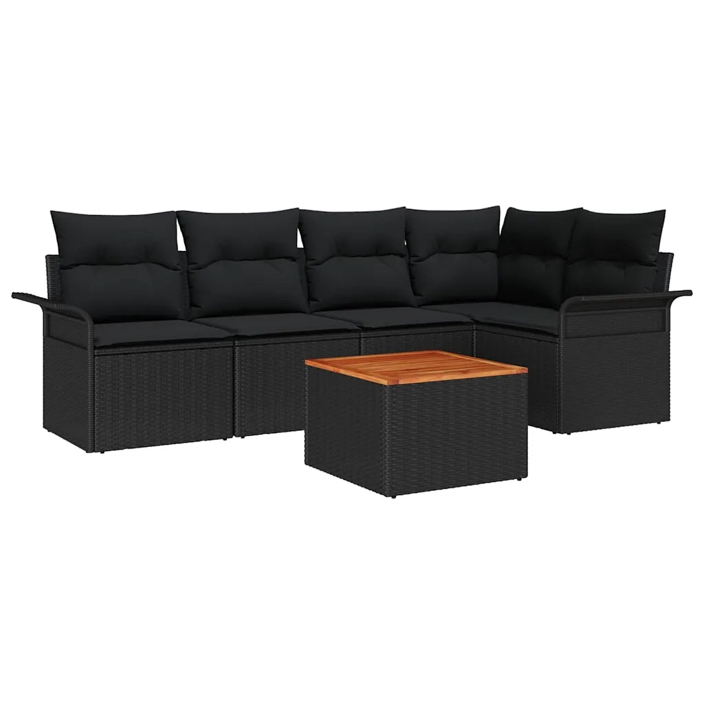 Set Divano da Giardino con archiviazione 6 pcs Nero polyrattan 3356000