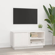 Mobile Porta TV Bianco 80x35x40,5 cm in Legno Massello di Pino 814465