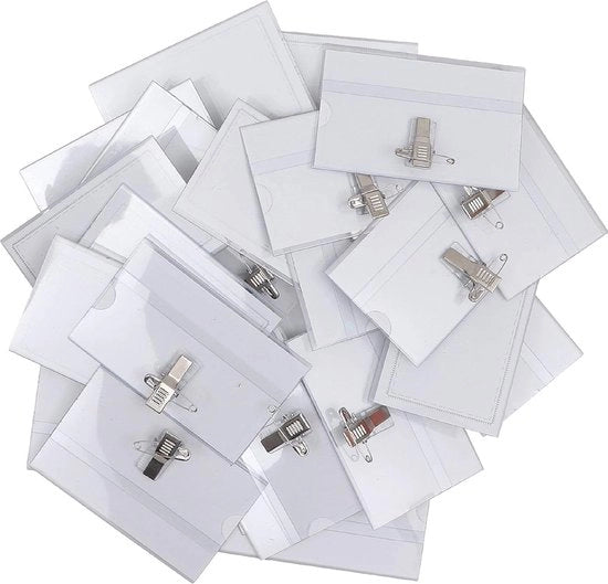 Etichette per nome orizzontali da 100 pezzi - 90 x 56 mm - Taglieri in PVC trasparente e impermeabile per uso scolastico.