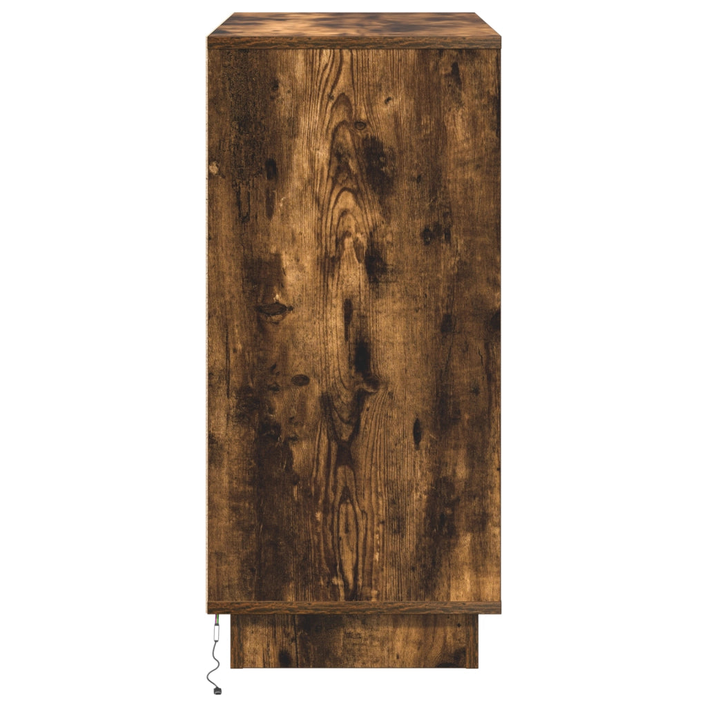 Sideboard con LED Rovere Affumicato 71x34,5x75 cm Legno Ingenerizzato
