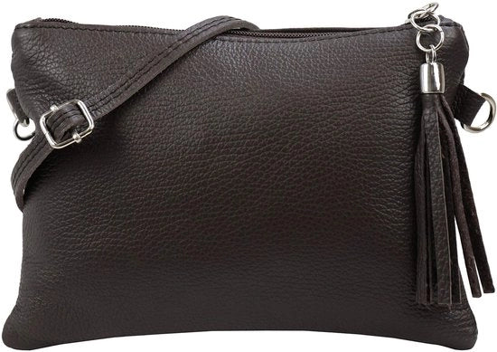 Borsa in pelle reale, portafoglio da spalla, piccola borsa, borsa da sera, 22x15cm, G248 (marrone scuro)