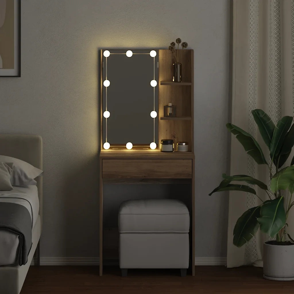 Toeletta con LED Rovere Artigianale 60x40x140 cm 857000