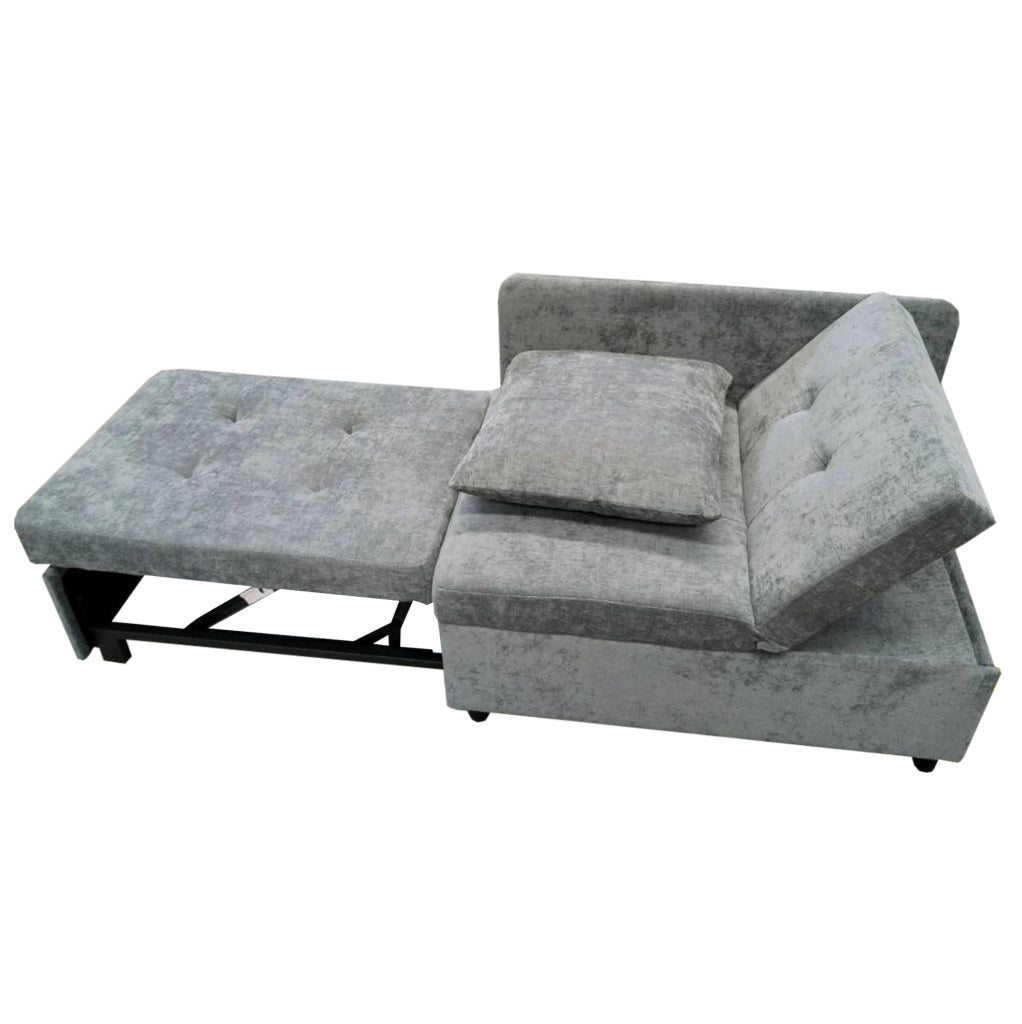 Divano letto 177x68x65 cm convertibile 3 in 1 con schienale regolabile in tessuto di lino grigio