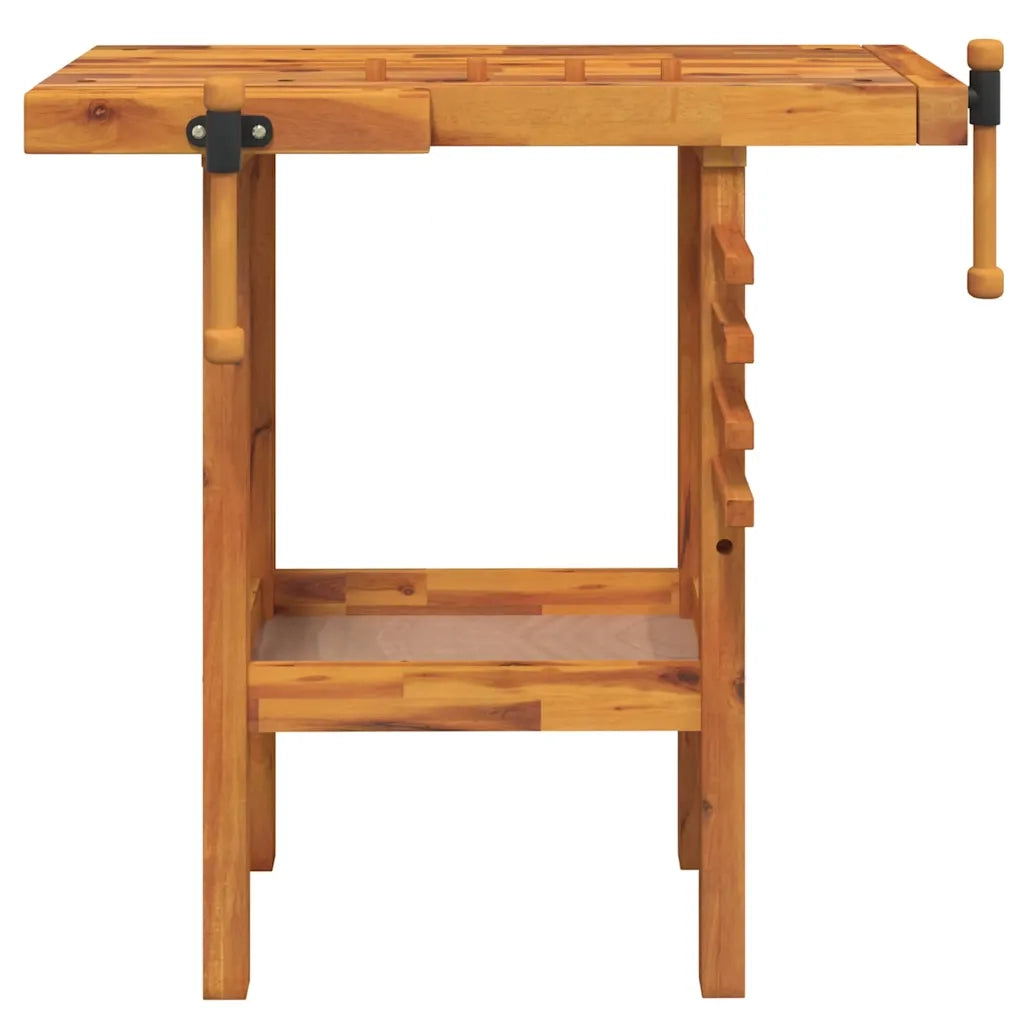 Banco da Lavoro con Morse 92x48x83 cm Legno Massello di Acacia cod mxl 14943