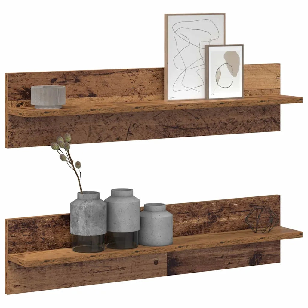 vidaXL Scaffali da parete 2 pcs Legno vecchio 80 x 11.5 x 18 cm