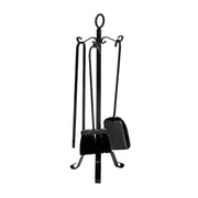 Set accessori per camino in acciaio verniciato con anello scopa paletta pinza attizzatoio