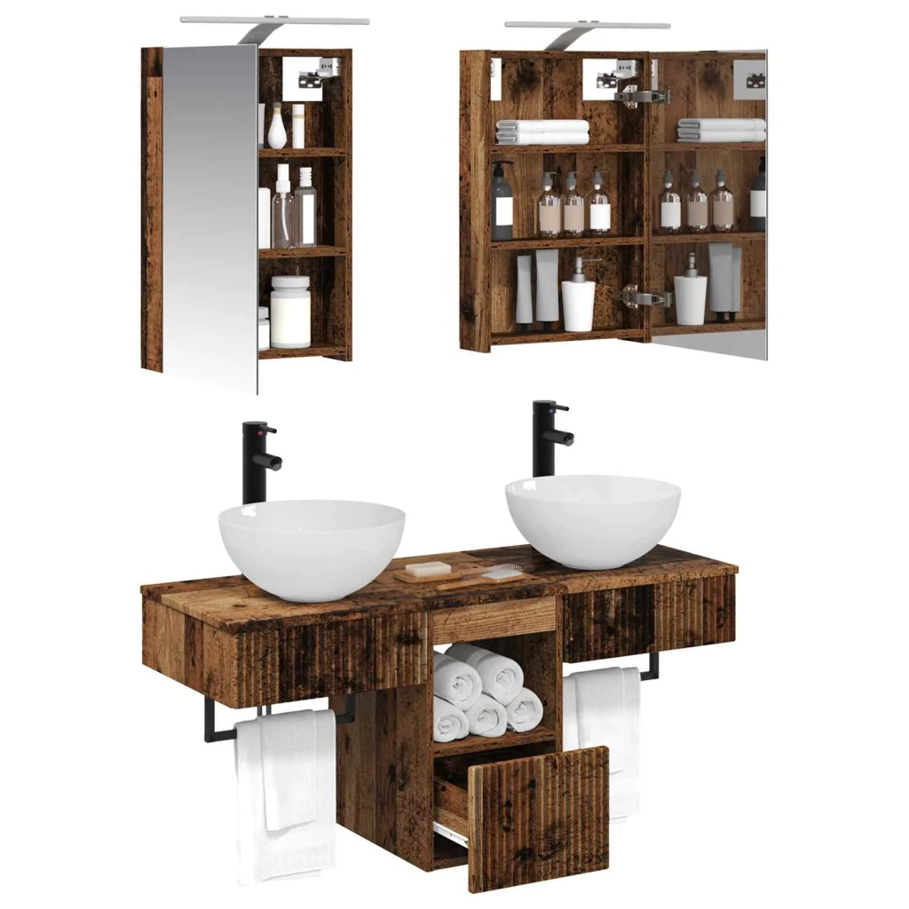 Set di Armadi da Bagno 5 pz Legno antico Legno ingegnerizzato 3406277