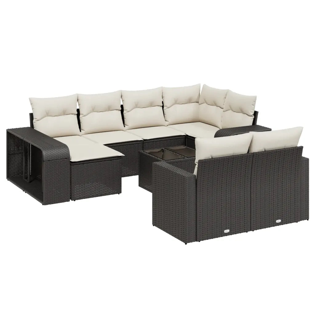 Set Divani da Giardino 11 pz con Cuscini in Polyrattan Nero 3261296