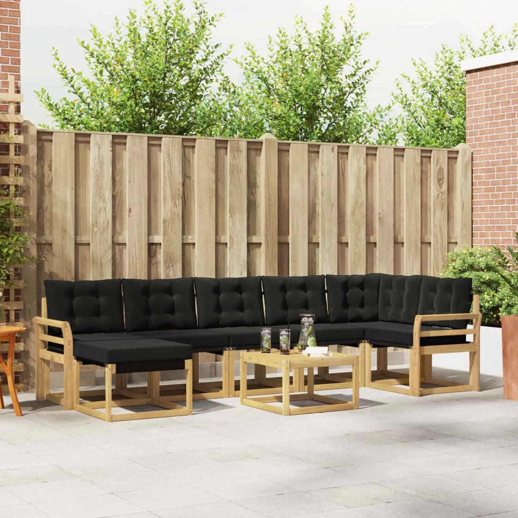 Set di divani da esterno con cuscino 8 pcs Bianco e Nero