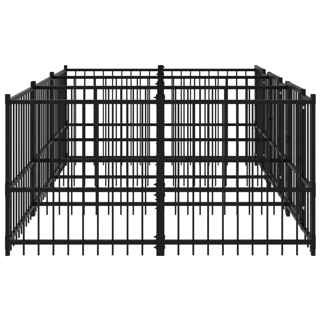 Gabbia per cuccia recinto per animali da esterno per cani in acciaio 5,63 m² nero 02_0041858