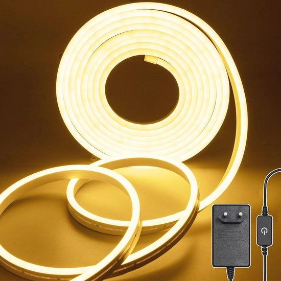 Striscia LED dimmabile acqua resistente da 2 m con luce calda bianca, flessibile e in silicone, facile da installare