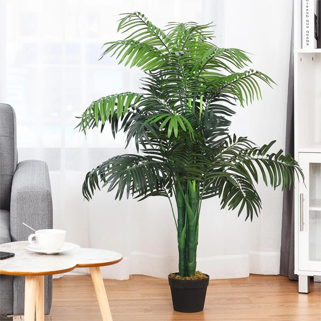 Pianta artificiale, palma artificiale, 110 cm, pianta da interno in vaso, albero artificiale, grande pianta decorativa per giardino, soggiorno e ufficio