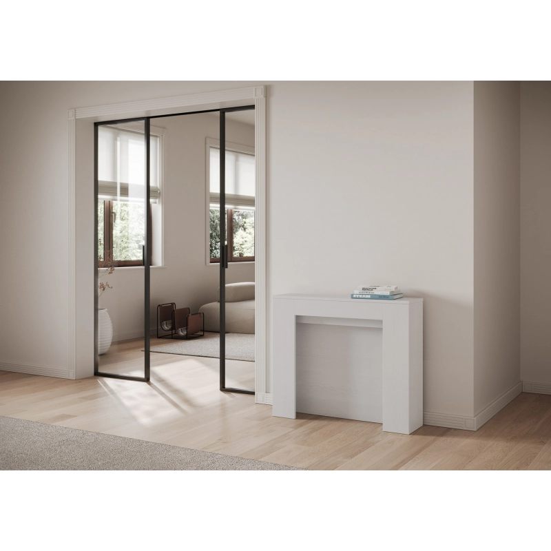Consolle allungabile 90x25/211 cm Kiba - Bianco Frassino