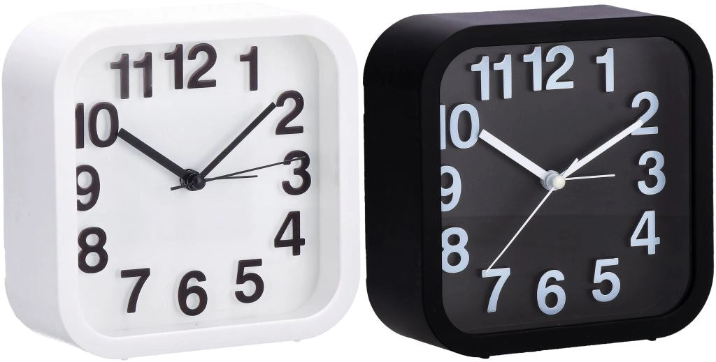 1 Pezzo Orologio Sveglia da Comodino Nera o Bianca 13 x 13 x 5 cm 2 Colori