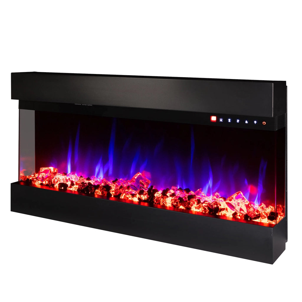 Camino Elettrico da Incasso 48,4x93x20 cm Effetto Fiamma 1500W Dalas Nero