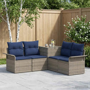 Set di divani 5 pz Grigio e Blu Navy Rattan sintetico e Acciaio 3447739