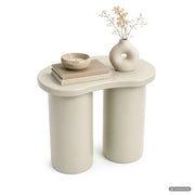 Tavolino da salotto moderno CUBE 41 cm crema con doppia base cilindrica