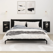 Mensole da Letto a Parete 2 pz Nero Legno Massello di Pino 824767