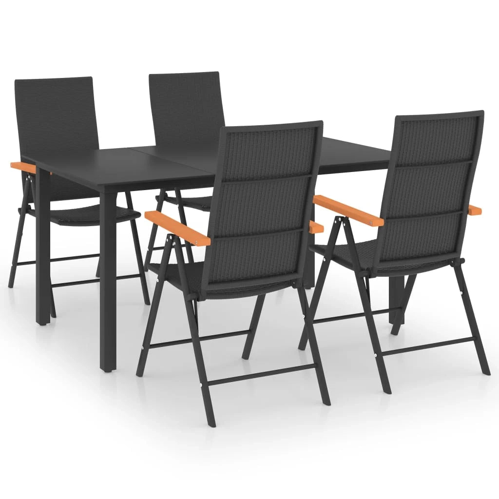 Set da pranzo da giardino per esterni 5 pezzi nero e marrone 02_0013905