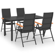 Set da pranzo da giardino per esterni 5 pezzi nero e marrone 02_0013905