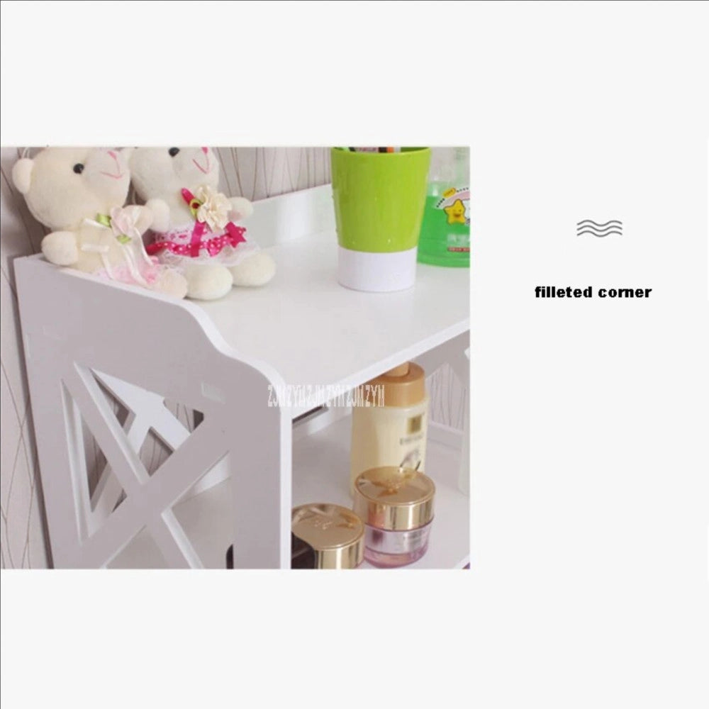 Trade Shop - Armadietto In Legno Bianco Lucido Mdf Con Due Ante 3 Mensole Ripini 120x32x27cm -