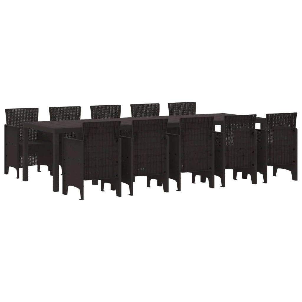 Set da Pranzo per Giardino con cuscino 11 pcs Marrone Rattan 3378757