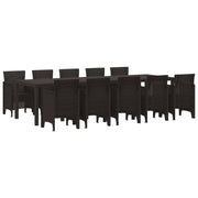 Set da Pranzo per Giardino con cuscino 11 pcs Marrone Rattan 3378757