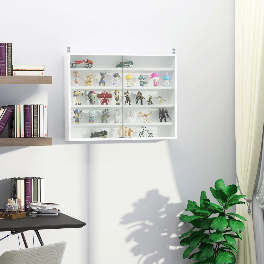 Libreria a Parete con Ripiani Regolabili in Vetro e Legno ¨C Zephmum ¨C Bianco 80x9.5x60 cm