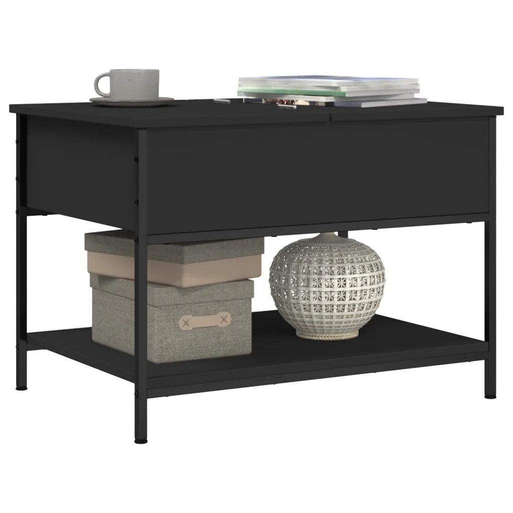 Tavolino da Salotto Nero 70x50x50cm Legno Multistrato Metallo 845341