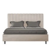 Letto imbottito Matrimoniale francese 140x190 cm Agueda - Con rete,Microfibra,Sabbia