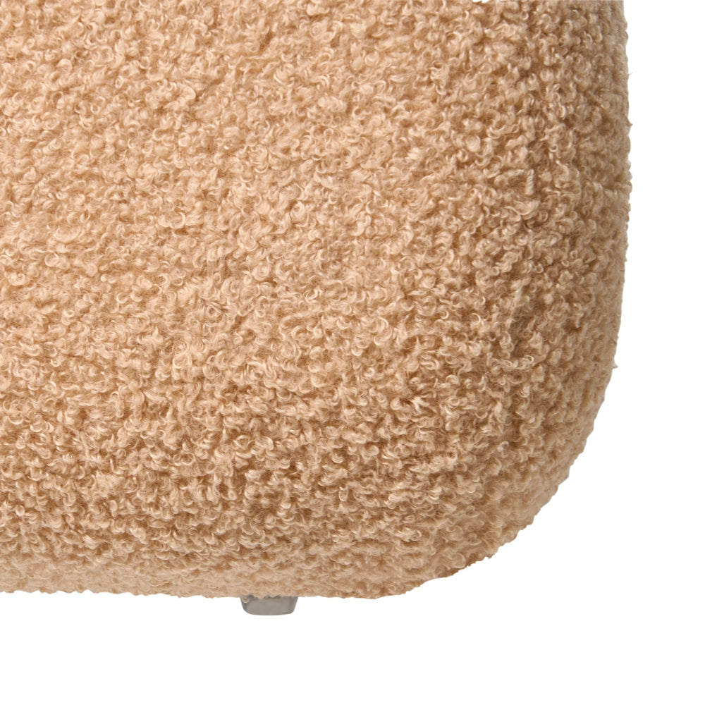Pouf quadrato in bouclé beige elemento d'arredo moderno per salotto o camera da letto
