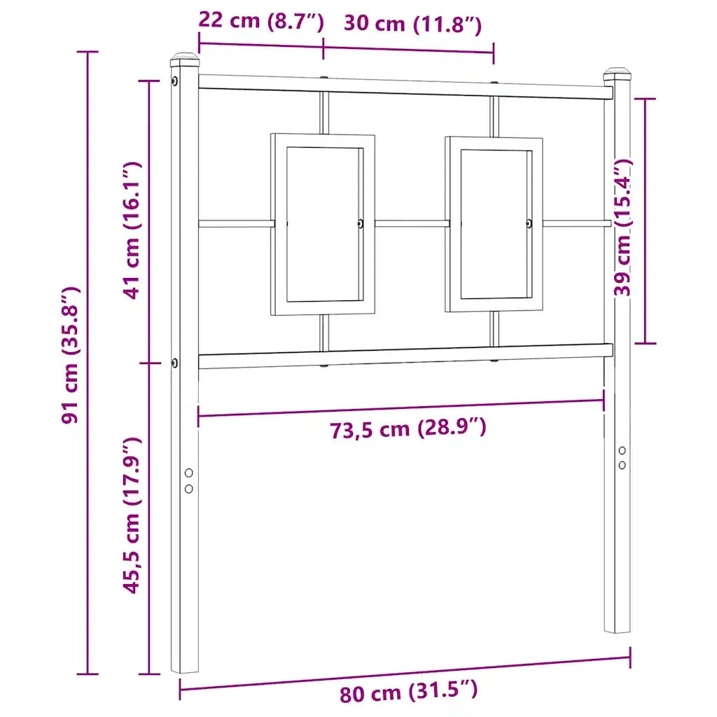 Testiera | Testata di Ricambio in Metallo Nero 75 cm