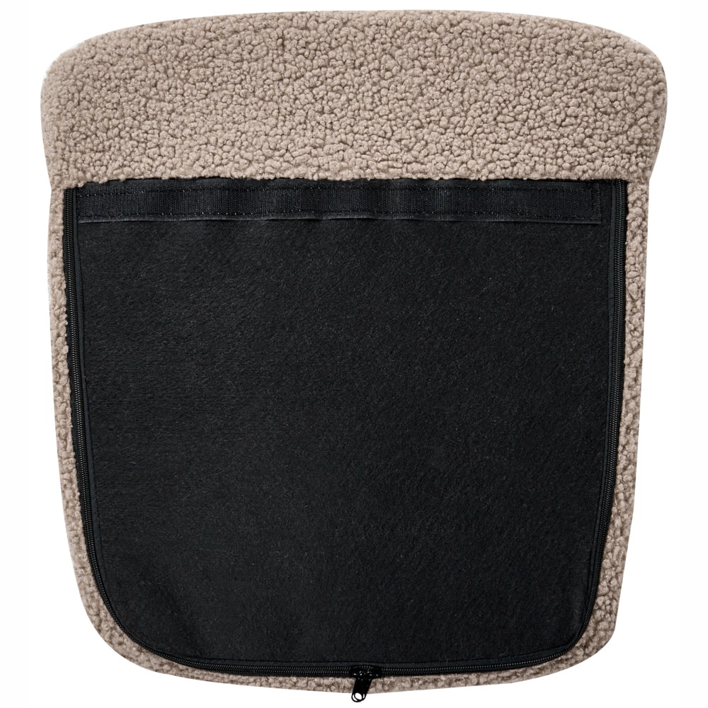 Sedia a dondolo Tessuto bouclé tortora Rivestimento in legno Gambe Pattini Nursery Soggiorno Cottage Scandinavo
