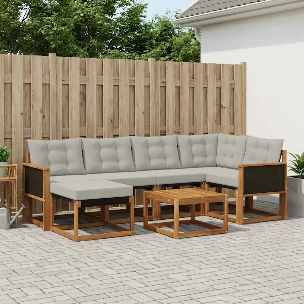 Set di divani da esterno 7 pcs Naturale e Grigio Chiaro 3382071