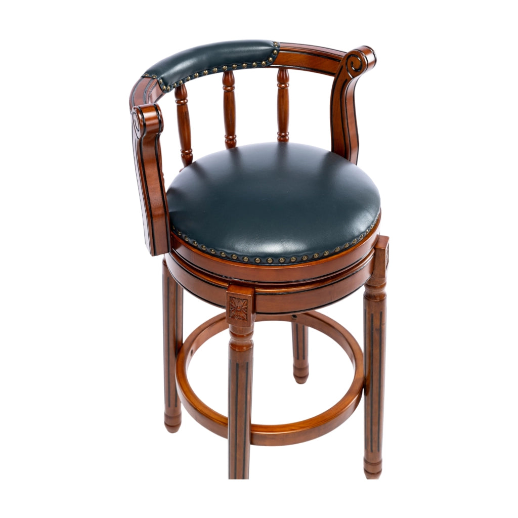 Sgabello da bar girevole 55.0x55.0x34.0 cm in pelle e legno blu