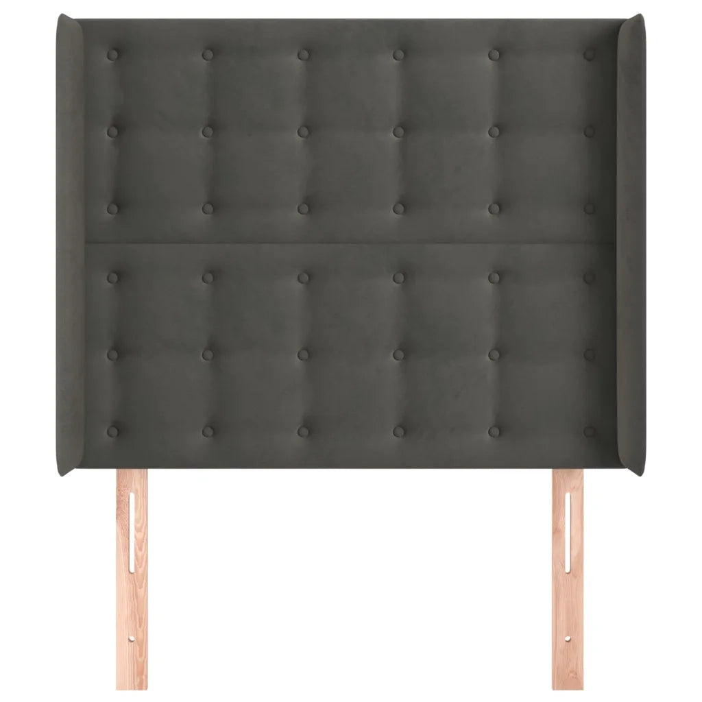 Testiera | Testata ad Orecchio Grigio Scuro 93x16x118/128 cm in Velluto