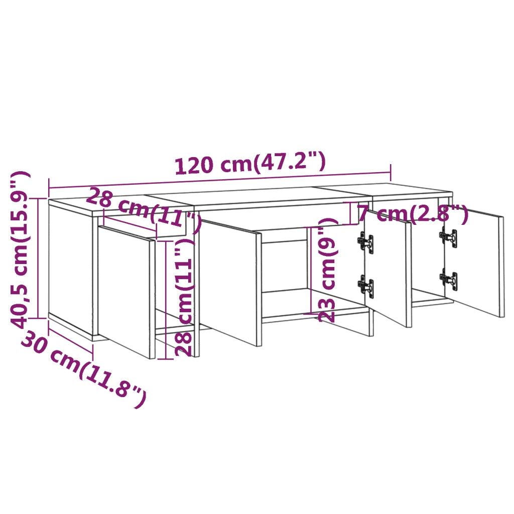 Mobile TV Grigio Cemento 120x30x40,5 cm in Truciolato 809579