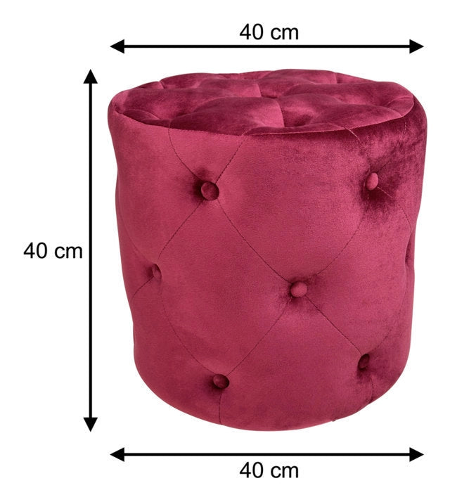 Pouf in velluto capitonné bordeaux, poggiapiedi - Honey - PO21HO