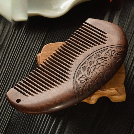 Spazzola per capelli in legno di sandalo - antistatica - 12 x 5,5 cm - stile cinese classico - biodegradabile - per la cura della bellezza