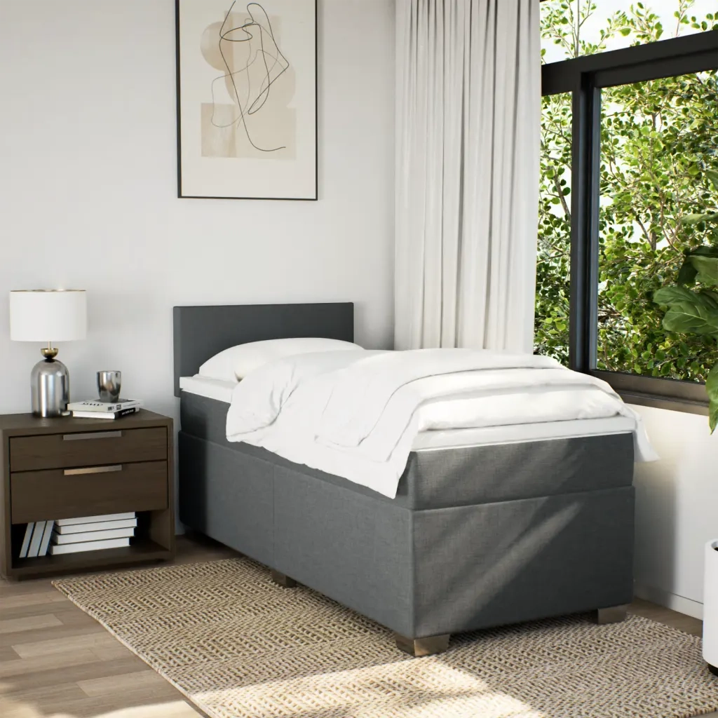 Giroletto a Molle con Materasso Grigio Scuro 90x190 cm Tessuto 3288037