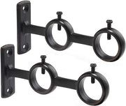 Sostegni per Tende a Doppia Sbarra 2 pezzi - Doppia Sbarra Braccia Hanger per Tende a Sbarra per Soggiorno e Camera da Letto (Nero)