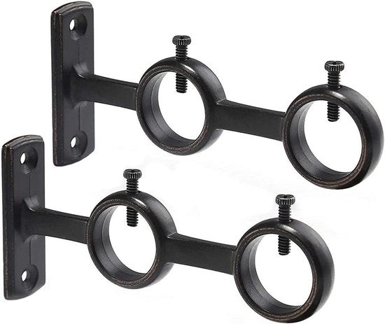 Sostegni per Tende a Doppia Sbarra 2 pezzi - Doppia Sbarra Braccia Hanger per Tende a Sbarra per Soggiorno e Camera da Letto (Nero)