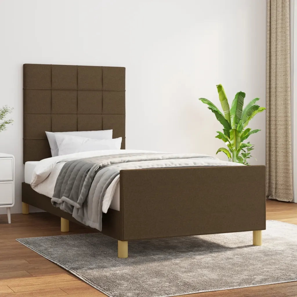 Giroletto senza Materasso-Struttura Letto Marrone Scuro 90x190 cm Tessuto 498477