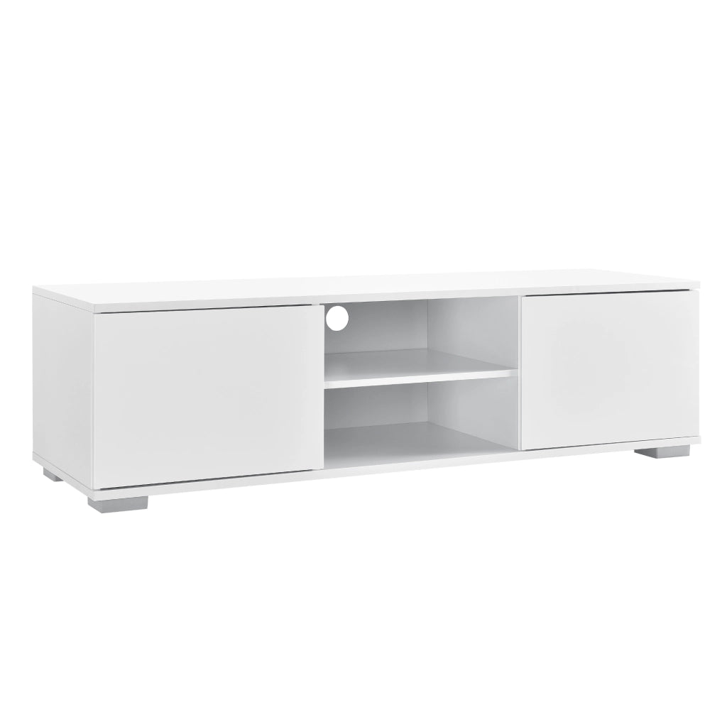Mobile TV con Scomparti Chiusi e Aperti 34,5 x 120 x 40 cm - Bianco Lucido [en.casa]