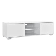 Mobile TV con Scomparti Chiusi e Aperti 34,5 x 120 x 40 cm - Bianco Lucido [en.casa]