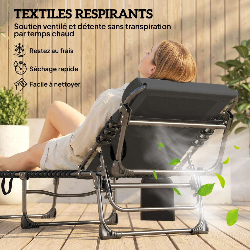 Poltrona da giardino reclinabile ¨C zephmum ¨C grigio scuro 200x57x38